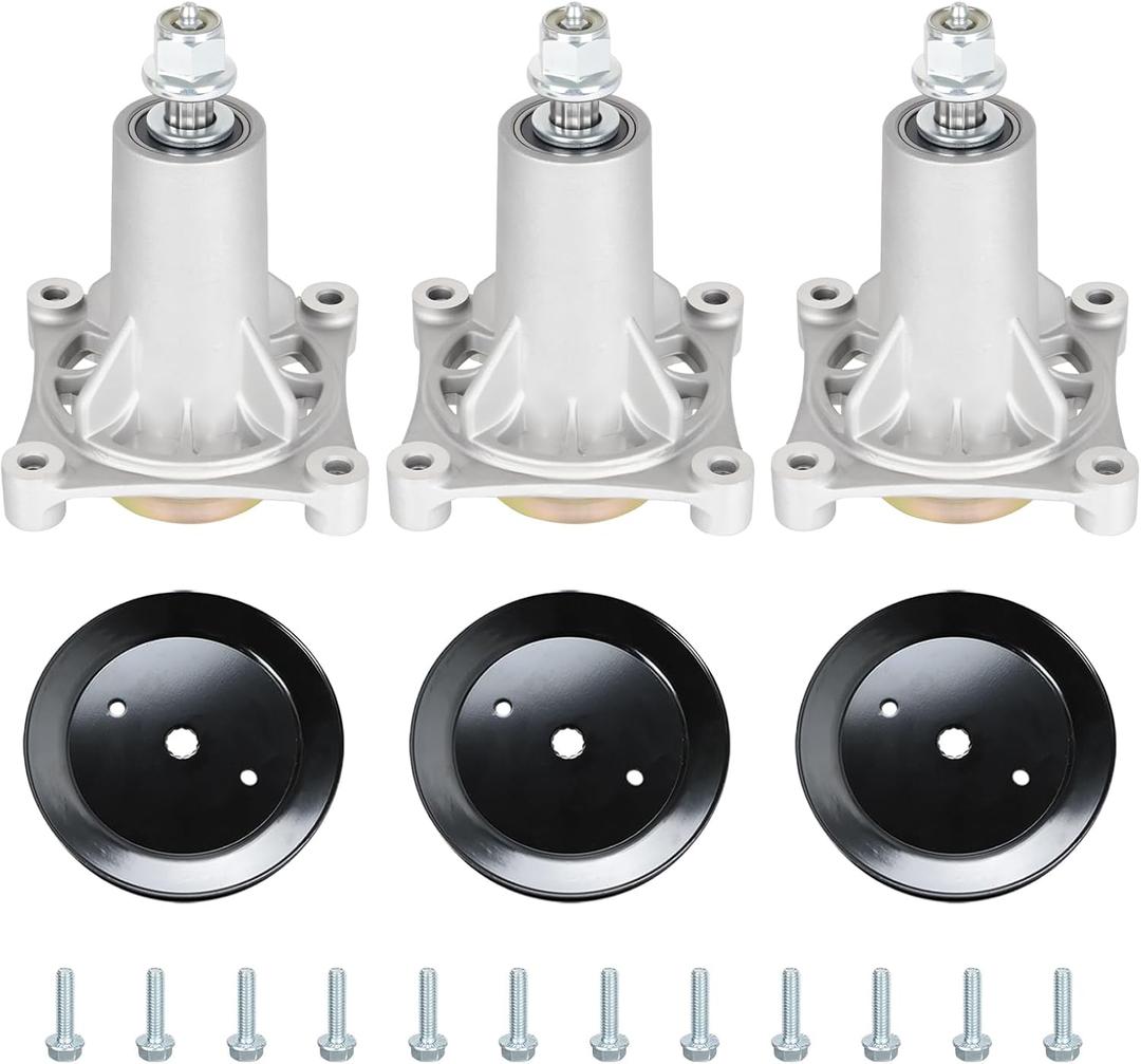 187292 192870 Spindle Assembly with 195945 Pulley Fit for AYP/Craftsman/Husqvarna 42 46 48 54 Inch Deck YT3000 YT4000 T3000 YTH22V46 YTH24V48 Lawn Mower, Replaces 532187281 532187292 3 Pack