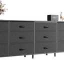 Huuger 86.6 Inch Dresser for Bedroom, TV Stand for 65, 75, 85 Inch TV, 15 Fabric Drawer Long Dresser, Large Entertainment Center for Bedroom, Wide Chest of Drawer with Storage, Black, 11.8"D x 86.6"W x 26.8"H
