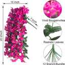 Grunyia Artificial Bougainvillea Flowers Outdoor UV Resistant, 4 Pcs Fake Silk Trailing Vines Realistic Faux Hanging Plants for Porch Patio Garden (Fuchsia)