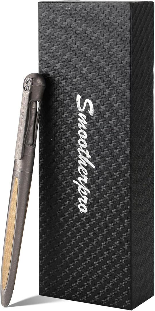 SMOOTHERPRO Titanium Ballpoint Pen Compatible with Parker Refill for EDC Men Women Business Signature Writing Journaling Gift Color Stone Wash Gray(TA02)