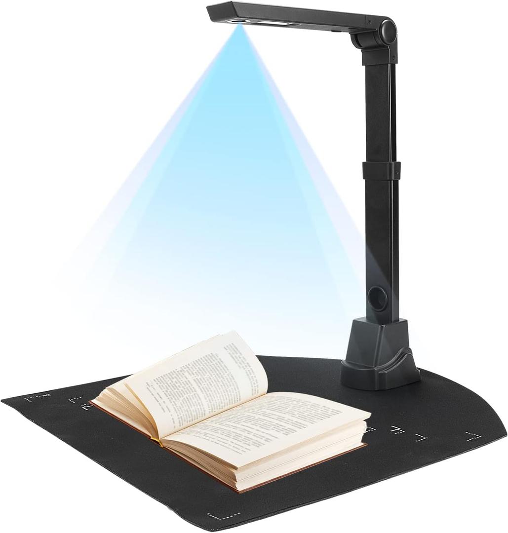 NetumScan 13MP Book Document Camera for Teachers, Multi-Language OCR Recognition by AI Technology, Foldable & Portable, Real-time Projection, Video Recording, Capture Size A3/A4-Windows,Mac OS,Linux
