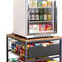 Mini Fridge Stand with Storage, Heavy Duty Mini Fridge Table, Small Refrigerator Stand, For Dorm Office Apartment Home, 21.6L x 21.6W x 22.2H, Max Load 250 LBS