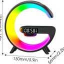 LED Table Lamp with Wireless Charger, G Shaped Night Light Lamp with Bluetooth Speaker, Sunrise Alarm Clock, Smart Mini Atmosphere Lamp for Bedroom, Office, Living Area (Black)