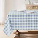 2 x Checkered Tablecloth Rectangle, 2 Pack Gingham Table Cloths Waterproof Wrinkle Free Buffalo Plaid Table Covers Washable for Dining, Parties & Outdoor Picnic(Light Blue and White, 60"×120")