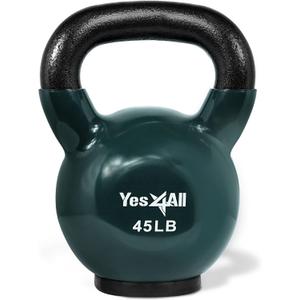 Yes4All Kettlebells Rubber Base, Kettlebell Set for Women, Strength Training Kettlebells Weights (K. 45LB - Midnight Green)