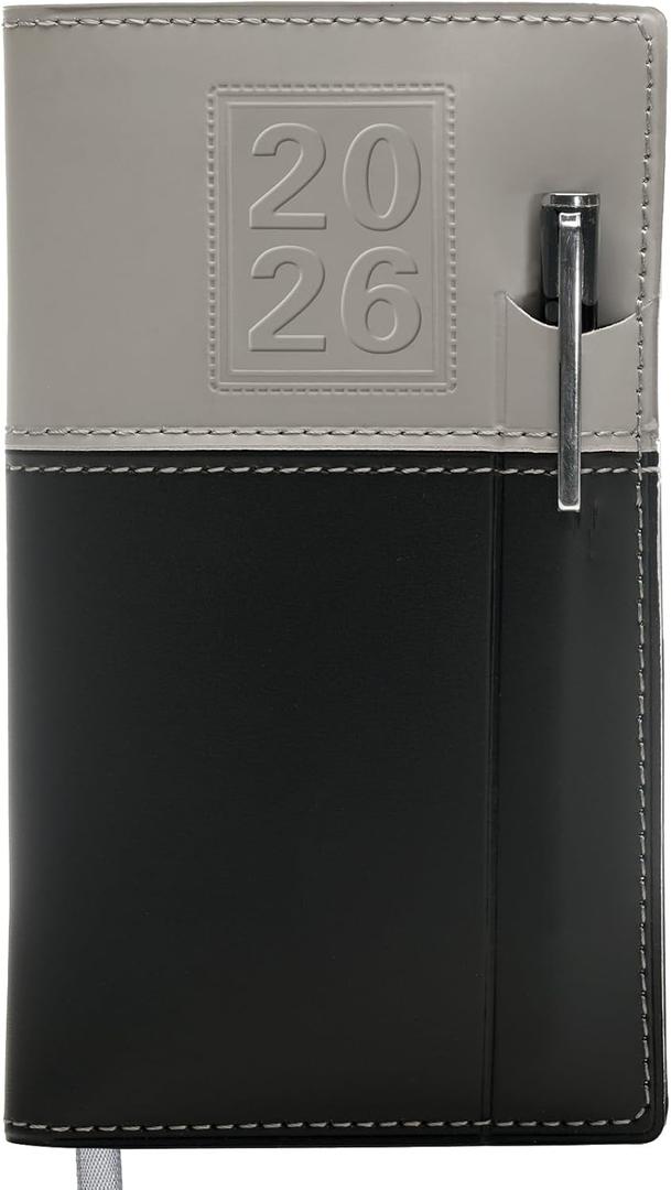 2026 Pocket Planner/ Pocket Calendar and Pen, 3.5"x6": Includes 14 Months (November 2025 - December 2026) / 2026 Weekly Planner/ Weekly Agenda/ Monthly Calendar Organizer (Gray/ Black)