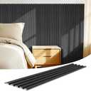 WPC Slat Wall Panels 16 Pack 48" x 6", Waterproof Fluted Wall Paneling, Accent 3D Wall Panel for Wall Decor, Bathroom, Bedroom, Office - Low Grille Black (Cover Approx.32 sq.ft)
