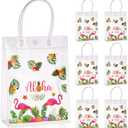 24 Pcs Hawaiian Clear Gift Bags Flamingo Clear Aloha Bags PVC Summer Tropical Goodie Candy Luau Party Favors Festival Holiday Supplies Favor(5.9 x 7.9 x 2.8 Inches)