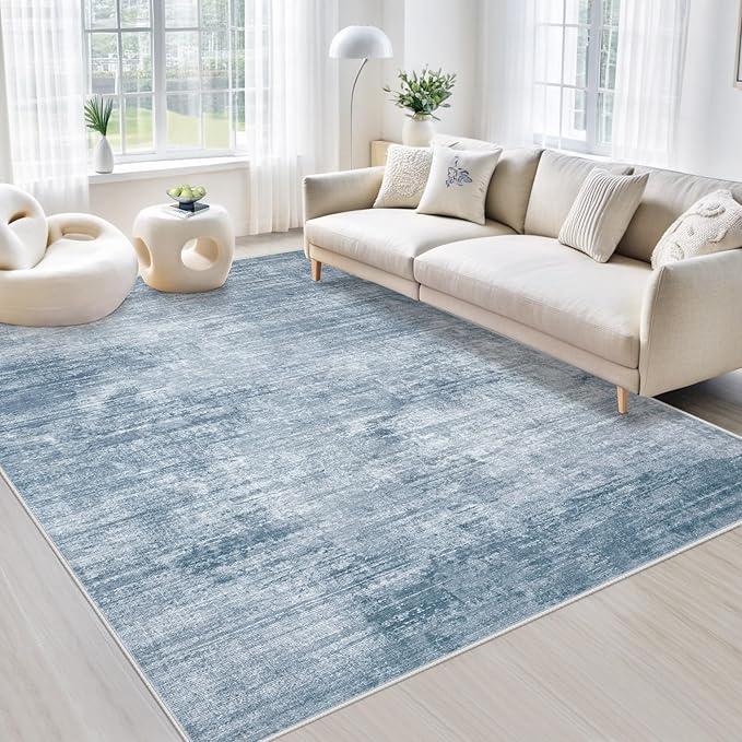 Area Rugs 6x9 Living Room: Washable Rug Modern Abstract Large Rug Soft Non Slip Neutral Rugs Stain Resistant Indoor Carpet for Bedroom Kitchen Dining Room Table Nursery Home Office Rugs(Beige,6'x9')