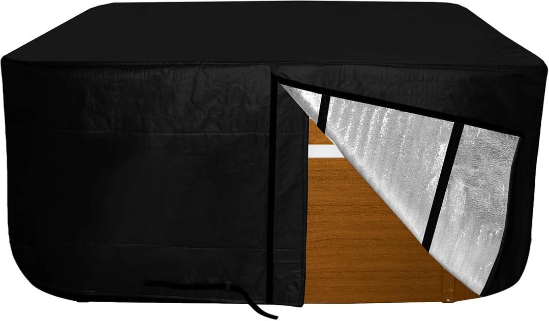 Insulated Hot Tub Cover with Insulation,Hot Tub Thermal Blanket,Winter Protection Spa Cover, Inflatable Waterproof Cap for Energy Efficient Full Coverage Dustproof (76x76x35, Black)