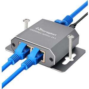 ethernet Splitter 1 to 2 ethernet hub 2 Port,RJ45 Cable Splitter fixable RJ45 Internet Switch Internet Splitter, 1000Mbps for Cat 5/5e/6/7/8 Cable,Can be Fixed to The Wall