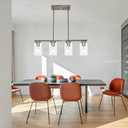 TODOLUZ Modern Kitchen Island Light with Clear Glass Shades, 4-Lights Hanging Lighting Fixtures in Brushed Nickel for Dining Room