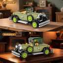 Vintage Classic Car Model Building Set with Light for Adults Boys Girls (1297 PCS), Antique Cars Model Home Office Collection, Retro Classic Car Building Toy