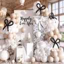 White Balloon Arch Kit, 120pcs Pearl Balloon Garland Arch Kit, Pearl Balloons with Black Long Balloons for Boho Birthday Wedding Bridal Shower Bachelorette Baby Shower Engagement Party Decorations