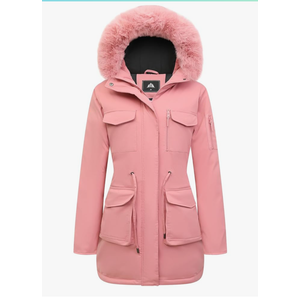 MOERDENG Women's Long Winter Coat Thickened Down Alternative Jacket Warm Puffer Jacket Waterproof Parka, Size: S