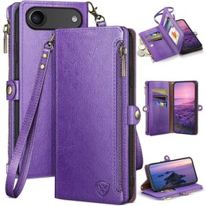 XcaseBar Compatible with iPhone Air 6.5" Wallet case with Zipper Credit Card HolderRFID Blocking,Flip Folio Book PU Leather Phone case Shockproof Cover Women Men for Apple 17 Air case Purple