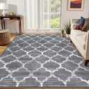 Lahome Moroccan Area Rugs 8x10,Non Slip Large Dark Grey Living Room Rugs 8x10, Soft Rug for Bedroom Low-Pile Geometric Area Rug Boho Carpet for Dining Room Office Dorm