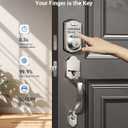Veise Fingerprint Door Lock Set, Keyless Entry Door Lock, Front Handle Set, Electronic Keypad Deadbolt with Lever Handle, 2 Keys, Auto-Locking, One-time Codes, Easy to Install, Satin Nickel