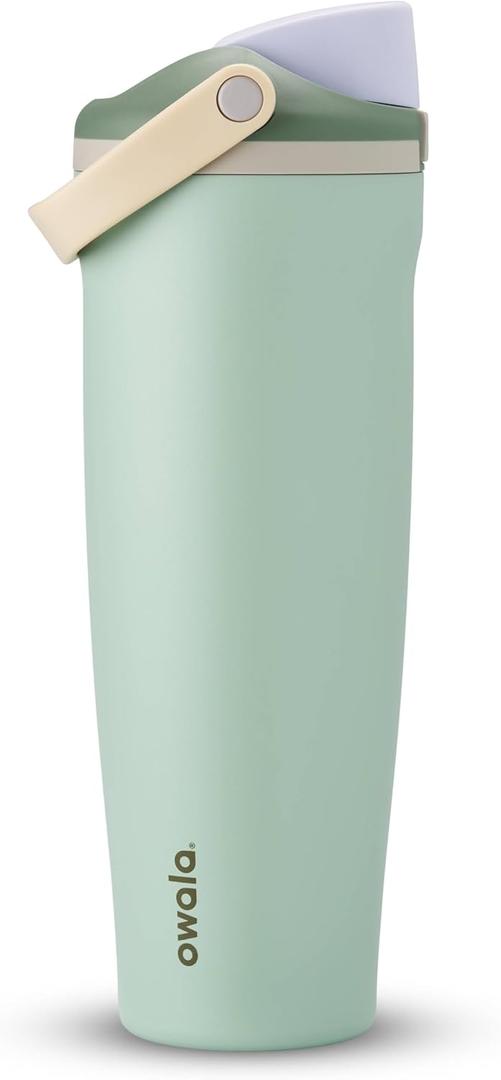 Owala FreeSip Sway Insulated Stainless Steel Water Bottle with Two-Way Spout, Built-In Straw and Bucket Handle, Made for Travel, School, and Sports, 40oz, BPA Free, Leak Proof, Eucalyptus