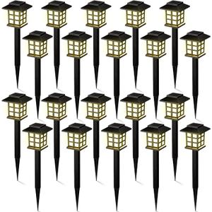 Hortsun 20 Pack Solar Pathway Lights, Outdoor Garden Solar Waterproof LED Landscape Lights for Yard Patio Lawn Pathway Decoration(Warm White)
