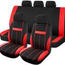 ANFTDCO Car Seat Covers Full Sets, Breathable Split Vehicle Front Seats and Rear Bench Protectors, Full Protection Automotive Interior Chair Cover, Universal for SUV Caravan Truck (Red)