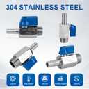 2Pack 1/4" Hose Barb to 1/4" NPT Male Mini Ball Valve 304 Stainless Steel Shut Off Valve with Clamps Kit for Air Water Fuel Gas (1/4" Barb x 1/4" NPT Male)