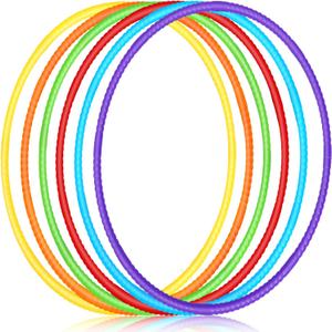 Sratte 6 Pcs Exercise Hoop Detachable Adjustable Plastic Hoops Snap Together Toy Ring Color Playground Toys for Girls and Boys Party Games, Sports, Exercise, Dog Training(28 Inch,Stylish Colors)