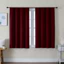 Simplebrand Ava Burgundy Short Blackout Curtains for Bedroom 45 Inches Long 2 Panels Set, Solid Thermal Insulated, Energy Saving Window Treatment Curtains Blackout Drapes, W40 x L45 Inch, Burgundy