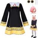 Anya Costume Girls Cosplay Dress with Hair clips Socks and Wig Halloween Party Outfit for Girls 3-12 Years