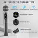 Phenyx Pro Wireless Microphone System, Metal Wireless Mic Set, Handheld Cordless Dynamic Microphones for Singing, Karaoke, Church, 2x30 UHF Tunable Frequencies,200 ft Range (PTU-52-2H)