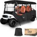 6 Passenger Golf Cart Enclosure Rain Cover Drivable Universal Fit 4+2 Seat Club Car EZGO RXV TXT Yamaha, 4 Sided Black, Roof Within 122 Inch