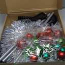 BrilliantJo Christmas Tree 5ft Artificial with Light and Balls Ornaments Hairy Pop Up Pencil Tinsel Collapsible Stand for Xmas Holiday Party Decorations, Home Office Display Decor, Silver