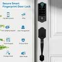 Fingerprint Smart Door Lock for Front Door with Handle Set, App Control, Keyless Entry Keyless Deadbolt, Digital Electronic Touchscreen Keypad, Auto Lock, Easy to Install, Black