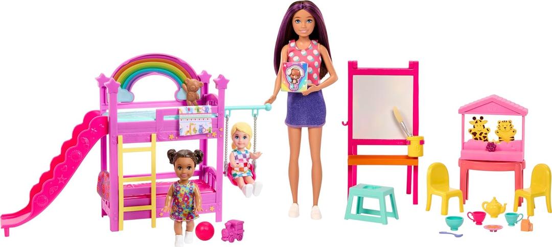 Barbie Skipper Babysitters, Inc. Ultimate Daycare Playset with 3 Dolls, Furniture & 15+ Accessories, Includes Bunk Beds & Color-Change Easel