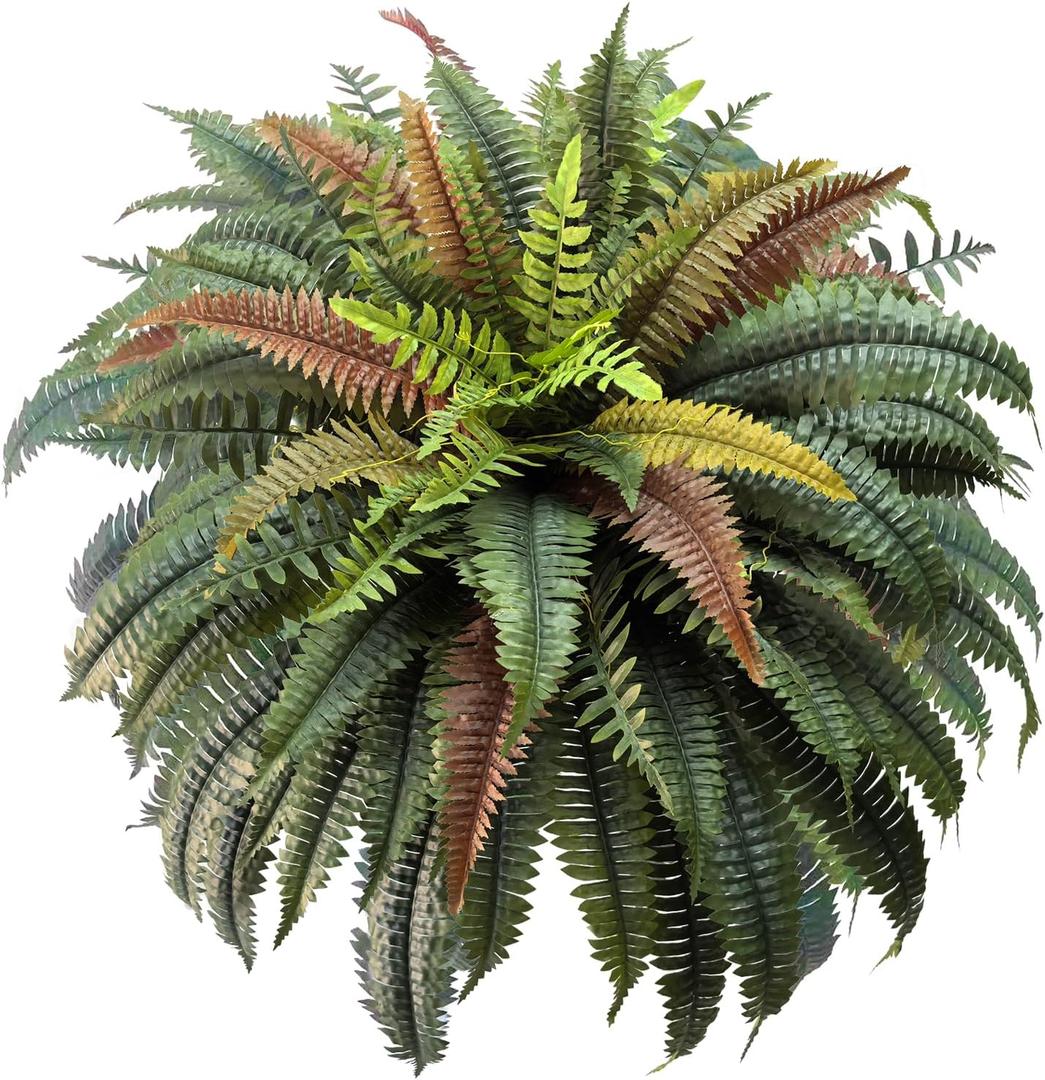 48" Designer-Grade Artificial Boston Fern Bush - 90 Ultra-Realistic Stems with Silk Autumn Foliage, Non-Toxic Indoor Faux Plant for Luxury Apartments & Low Light Offices