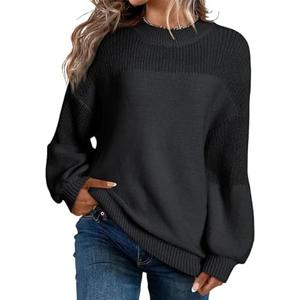 Dokotoo Women's Casual Long Sleeve Sweaters Loose Crewneck Knit Solid Pullover Sweater Jumper Tops, Size XL