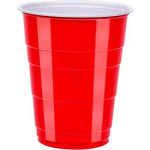 Amazon Basics Disposable Plastic Party Cups, Red, 18oz, 200 Count, Large Pack