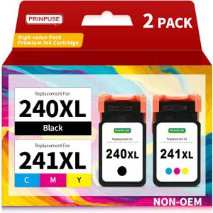 240XL 241XL Combo Pack PG-240XL CL-241XL Replacements for Canon 240 and 241 Ink Cartridges Black Color Used with Canon Pixma Printer MG3600 MG3620 TS5100 TS5120 MG3520 MG2120 MX452 MX512