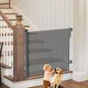 Retractable Baby Gates | 55" Wide x 34" Tall Dog Gates | One-Hand Operation | Baby Gates for Stairs, Doorways, Deck, Porch, Hallways, Patio - Gray