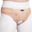 VELPEAU Hernia Belt for Men & Women - Bilateral/Double Inguinal, Groin Hernia Support Truss Underwear Briefs, Pain Relief Recovery Adjustable Strap with 2 Removable Medical Compression Pads (Khaki, M)