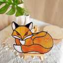 Stained Glass Red Fox Window Hanging Suncatcher Ornament Sun Catcher Indoor Window Home Decoration, Fox Decor Themed Gifts for Friend, Family, Women