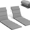 Crestlive Products Chaise Lounge Cushion Outdoor Set of 2 72''Lx21''W, Waterproof Foldable Patio Lounge Chair Cushions with Straps, Lounger Cushions for Outdoor Furniture, Lawn, Pool, (Gray)