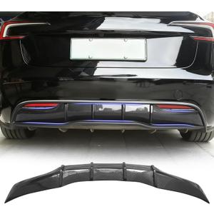 Rear Diffuser for Tesla Model 3 2024-2025 Highland  No Drilling. This Rear Bumper molding Protector Lip is Made from PP Material with (Glossy Carbon Fiber)