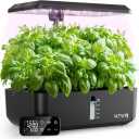 Indoor Hydroponics Growing System Kit 12 Pods Gardening System Herb Garden Custom Time with LED Grow Light Height Adjustable Quiet Plants Germination Kit - Gardening Gifts for Women Men Black