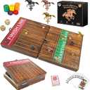 FUNNYB&G 21 inches Horse Race Board Game Foldable Large Horse Racing Game for Adults with 11 Metal Horses, Solid Wood 60 Pcs Poker Chips 2 Dice 1 Pack of Cards for Family Tabletop Parties(Brown)