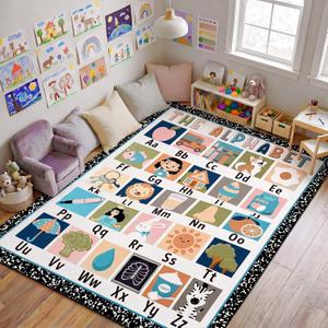 Circle Time Classroom Rug 6 x 9ft,ABC Alphabet Rug