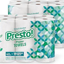 Presto! Ultra-Strong Premium Paper Towels, 158 Sheet Huge Roll - Flex-a-Size, 12 Rolls (2 Packs of 6), Equivalent to 38 Regular Rolls, White