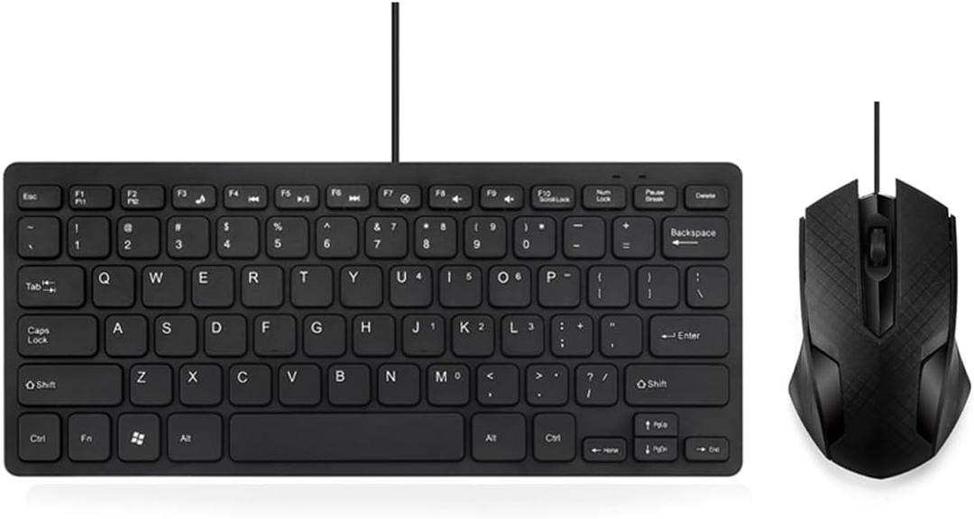 MCSaite Wired Mini Keyboard and Mouse Combo - with Keyboard Cover USB 60% Keyboard for Windows, PC, Laptop