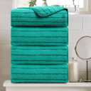 4 Pcs Blue Green Cabana Stripe Large Bath Towels 35"x70" Oversized Bath Sheet Soft Breathable Jumbo Bathroom Towels Highly Absorbent Shower Towel Quick Dry Beach Chair Towel Spa Gym Hotel Towel Set