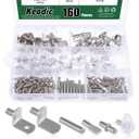 Keadic 160Pcs Nickel Plated Shelf Pegs Shelves Pins Kit, 5 Styles Hardware Heavy Duty Shelf Pin Cabinet Furniture Shelf Pins Support Bracket Pegs Cabinet Support Shelf Pins for Furniture (5mm & 6mm)